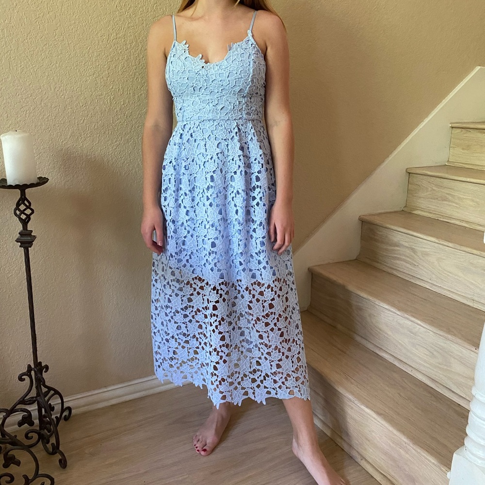 Lace light blue Midi Dress